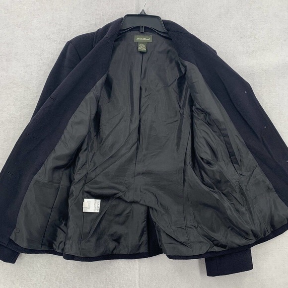 Eddie Bauer Black Wool Angora Blend Blazer Jacket‎ Career Wear Womens Large - Picture 4 of 7